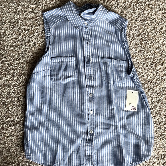 Blue and White Stripped Tank Top - Picture 1 of 3